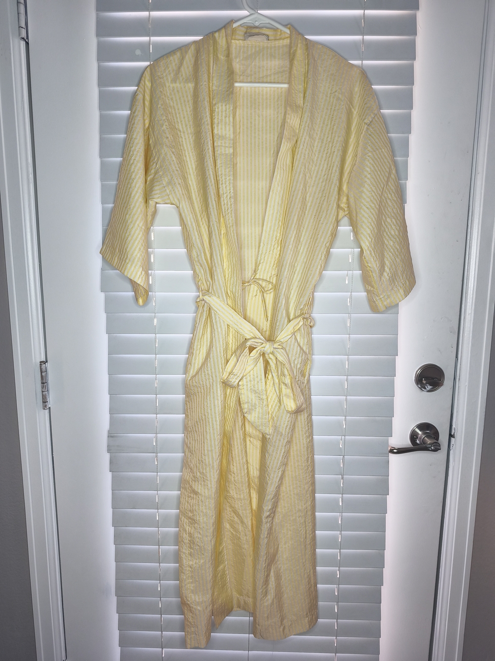 Vtg 70s 80s Jayre California Yellow Striped Robe Long Kimono Wrap Belted USA S